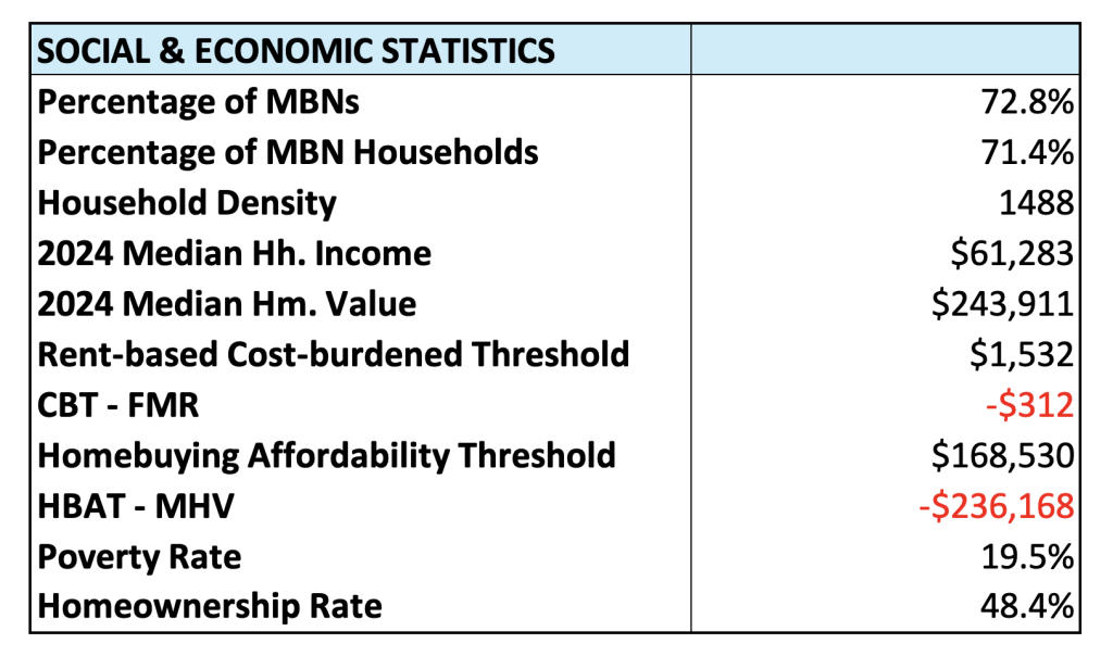 a table showing descriptive statistics for disadvantaged majority-Black neighborhoods in Metro Atlanta.