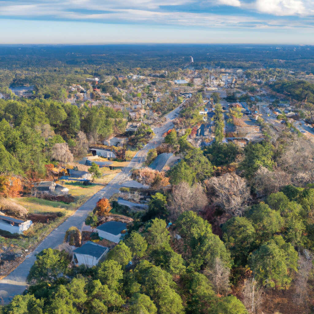 aerial view of a suburban neighborhood